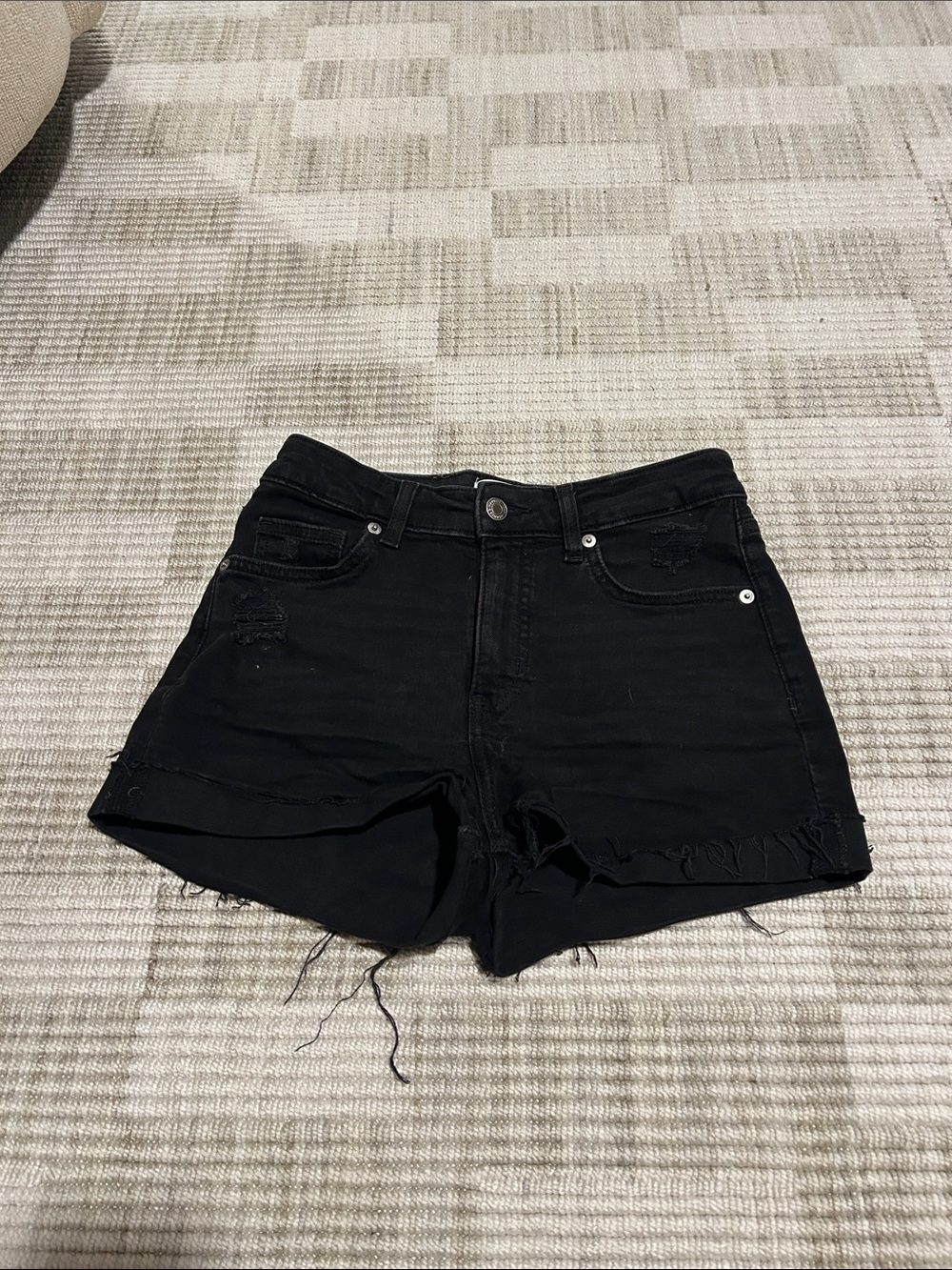 H&M Black Distressed Denim Jean Shorts